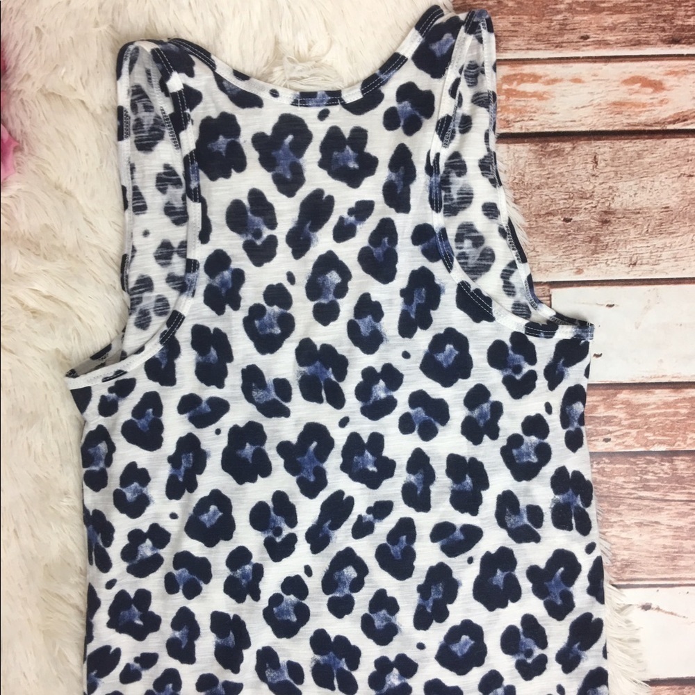 J. Crew Blue Leopard Print Racerback Tank - Picture 4 of 5
